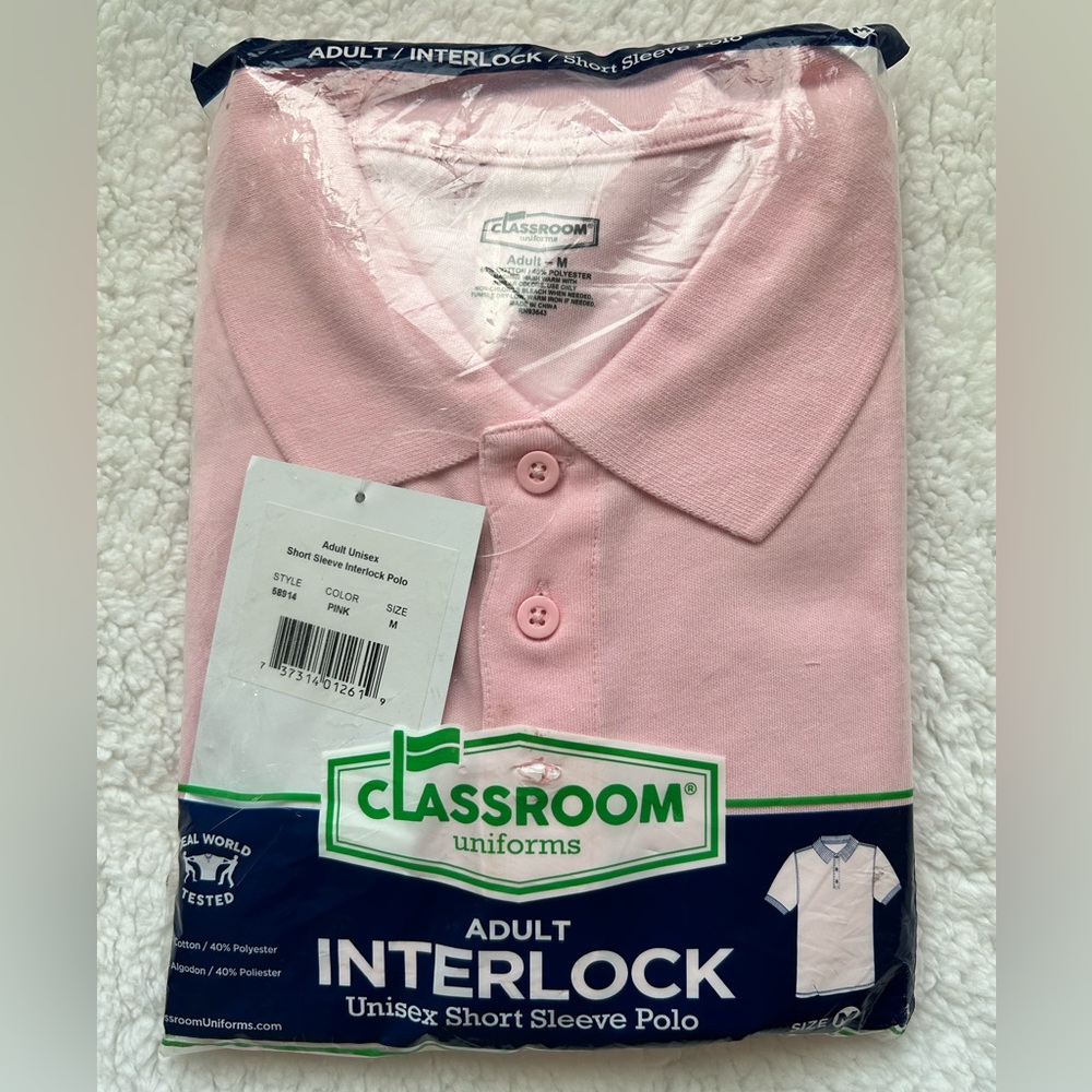 Classroom Uniforms Adult Polo - Pink - Size M - NWT